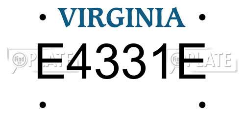 E4331E Virginia License Plate