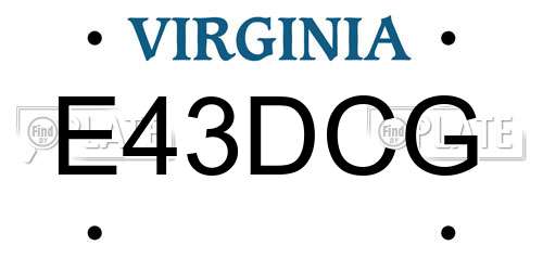 E43DCG Virginia License Plate
