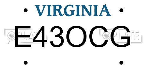 E43OCG Virginia License Plate