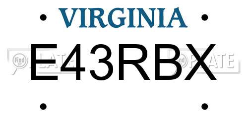 E43RBX Virginia License Plate