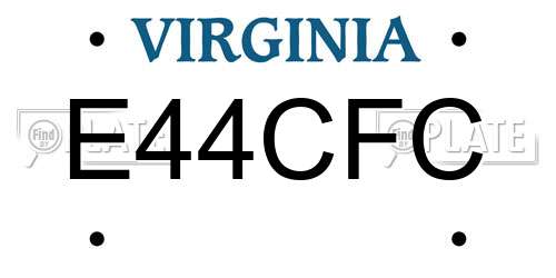 E44CFC Virginia License Plate