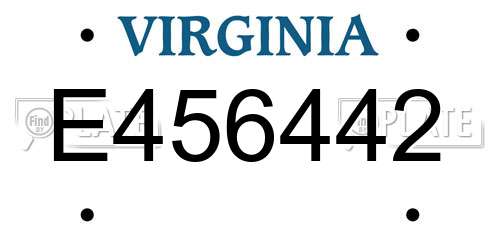 E456442 Virginia License Plate