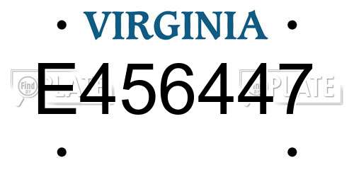 E456447 Virginia License Plate