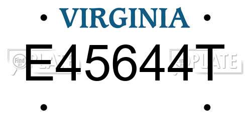 E45644T Virginia License Plate