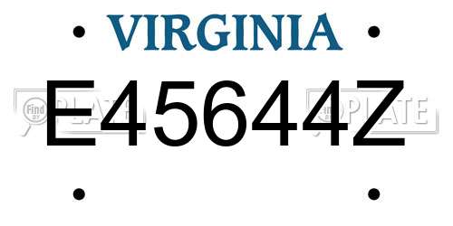 E45644Z Virginia License Plate