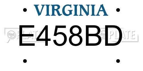 E458BD Virginia License Plate