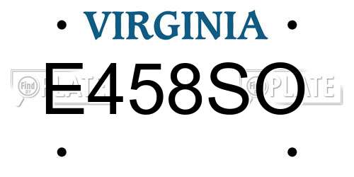 E458SO Virginia License Plate