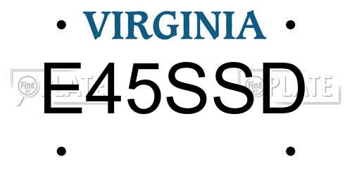 E45SSD Virginia License Plate