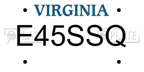 E45SSQ Virginia License Plate
