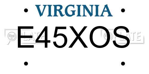 E45XOS Virginia License Plate
