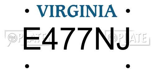 E477NJ Virginia License Plate