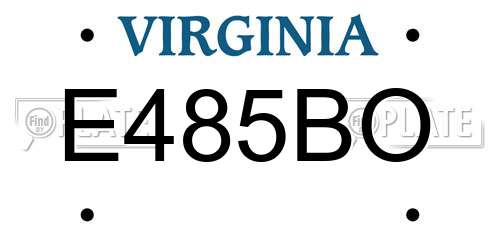 E485BO Virginia License Plate