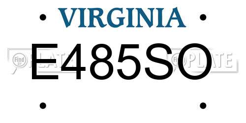 E485SO Virginia License Plate