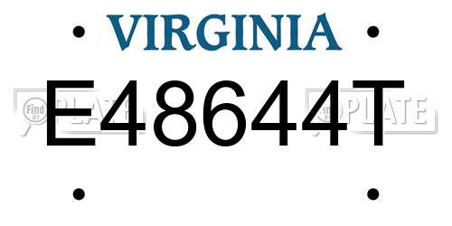 E48644T Virginia License Plate