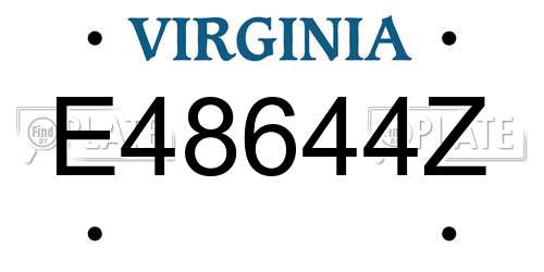 E48644Z Virginia License Plate
