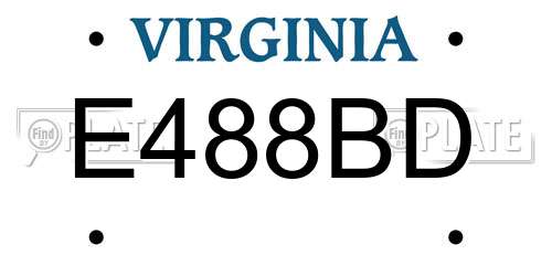 E488BD Virginia License Plate