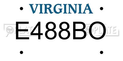 E488BO Virginia License Plate