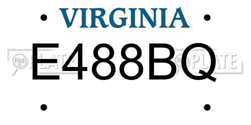 E488BQ Virginia License Plate