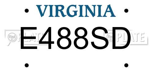 E488SD Virginia License Plate