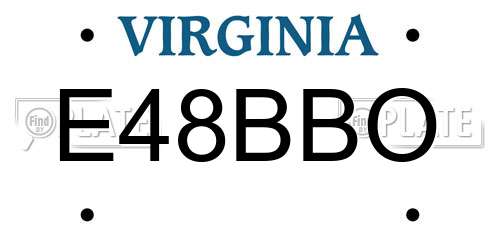E48BBO Virginia License Plate