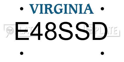 E48SSD Virginia License Plate