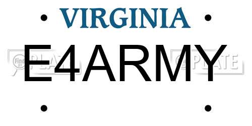 E4ARMY Virginia License Plate