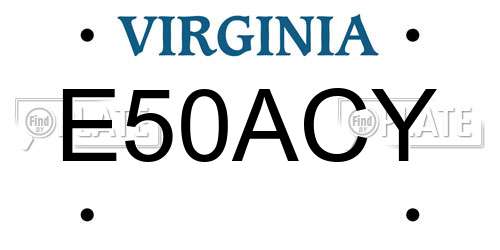 E50ACY Virginia License Plate