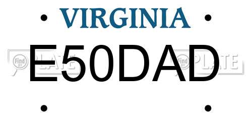 E50DAD Virginia License Plate