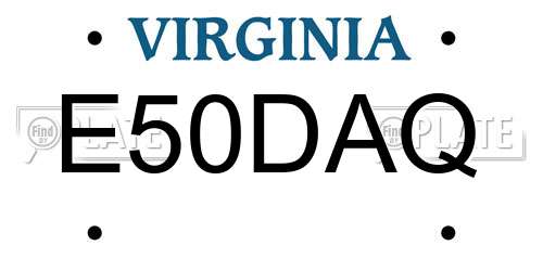 E50DAQ Virginia License Plate