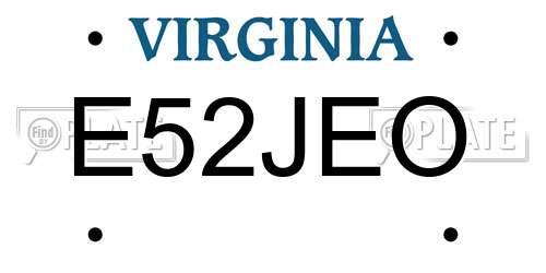 E52JEO Virginia License Plate