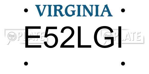 E52LGI Virginia License Plate