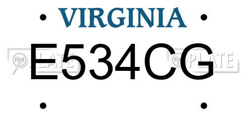 E534CG Virginia License Plate