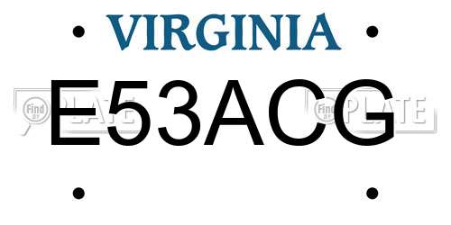 E53ACG Virginia License Plate