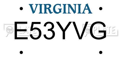 E53YVG Virginia License Plate