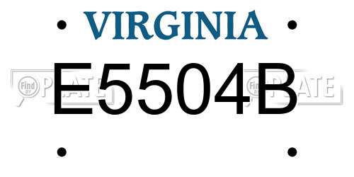 E5504B Virginia License Plate