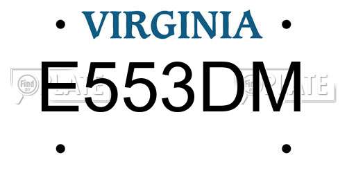 E553DM Virginia License Plate