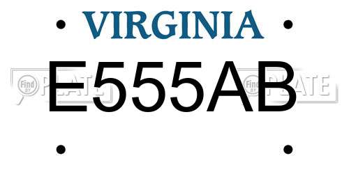E555AB Virginia License Plate