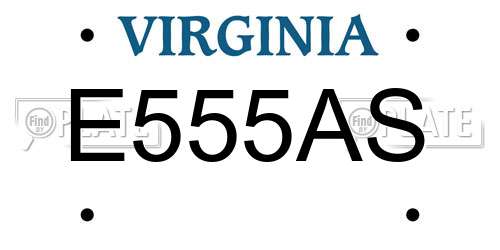 E555AS Virginia License Plate