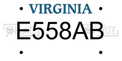 E558AB Virginia License Plate