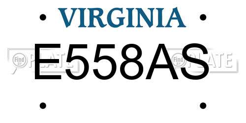 E558AS Virginia License Plate