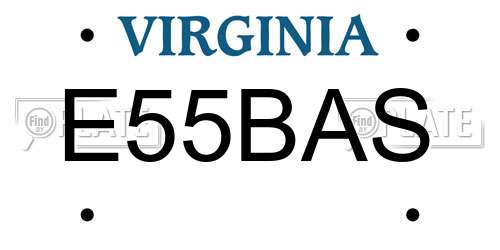 E55BAS Virginia License Plate