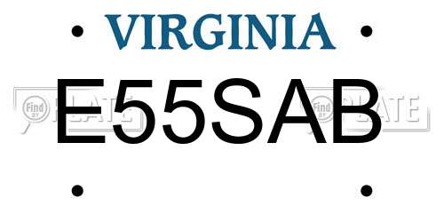 E55SAB Virginia License Plate