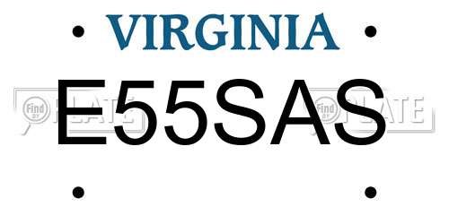 E55SAS Virginia License Plate