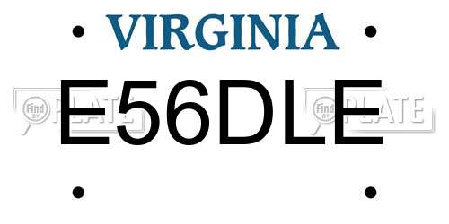 E56DLE Virginia License Plate