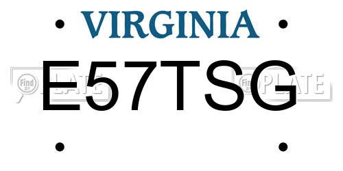 E57TSG Virginia License Plate