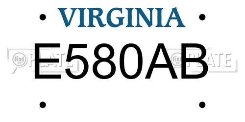 E580AB Virginia License Plate