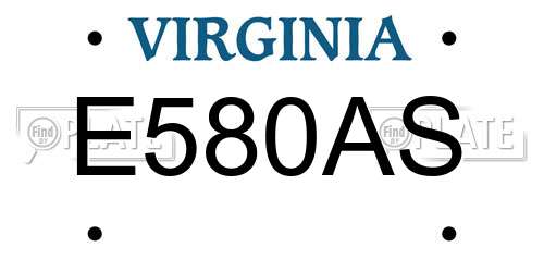 E580AS Virginia License Plate
