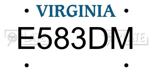 E583DM Virginia License Plate