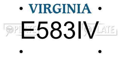 E583IV Virginia License Plate