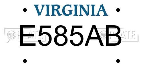 E585AB Virginia License Plate
